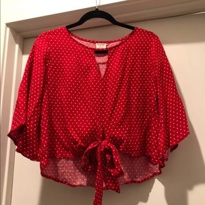 Red & white polka dot crop top